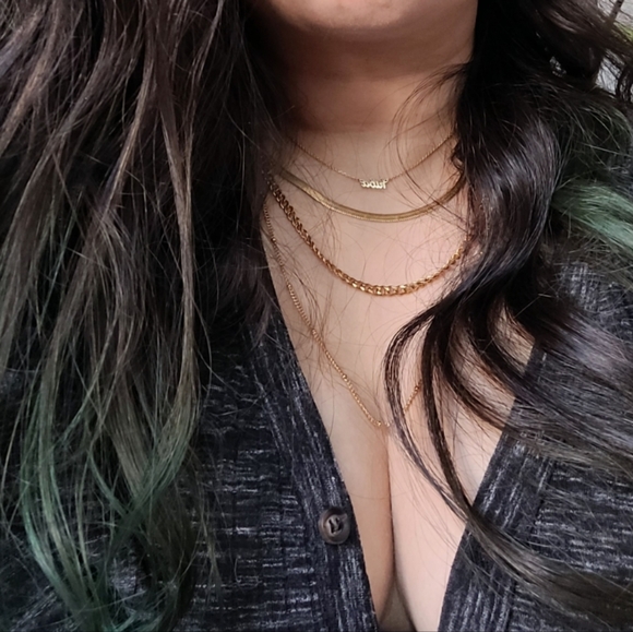 ADORNIA 14K Yellow Gold Vermeil Layered Chain Multi 3 layer chain gold necklace - Picture 1 of 3